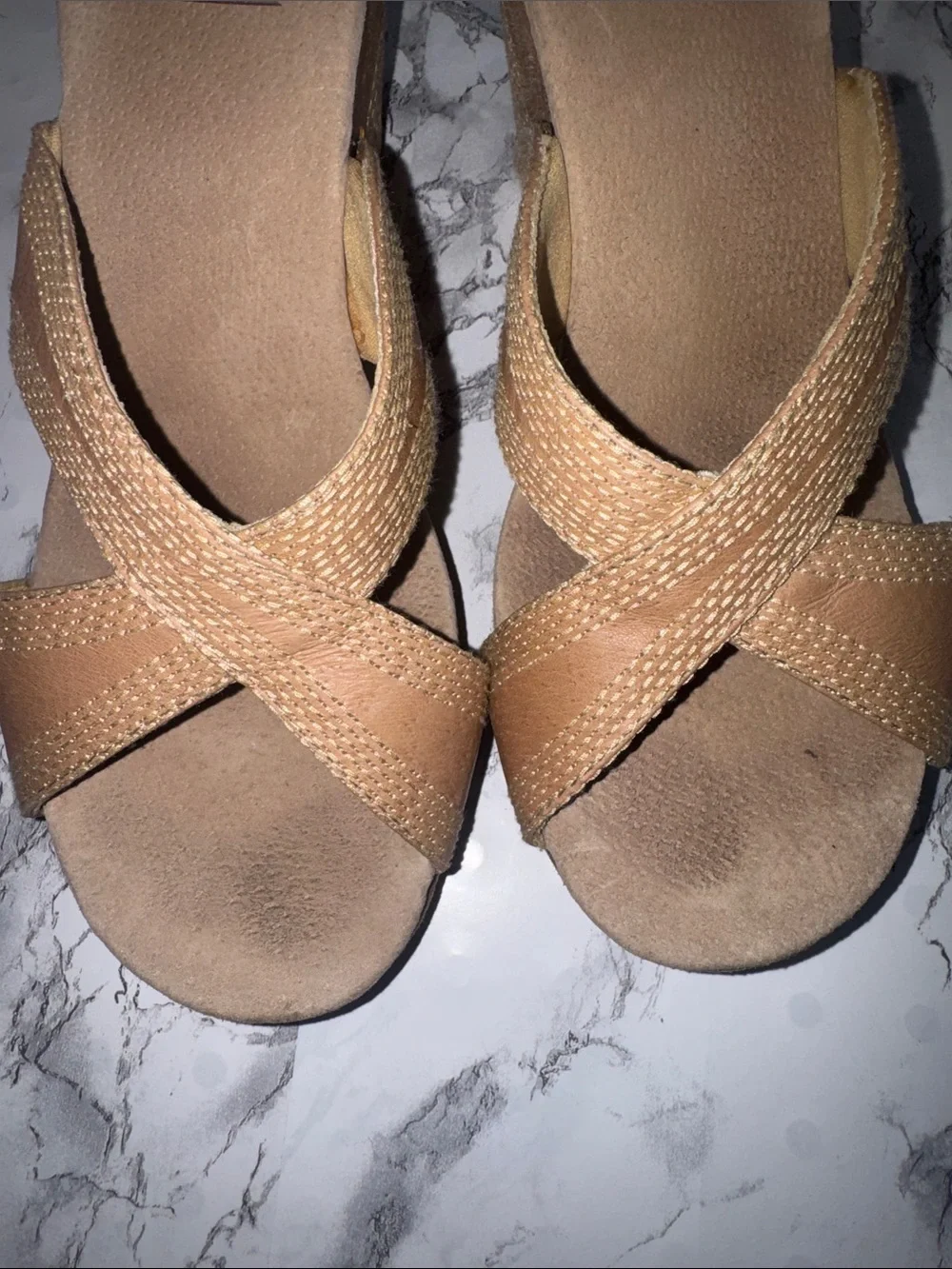 Volatile Lanelines Wedged Sandals Tan Size 10